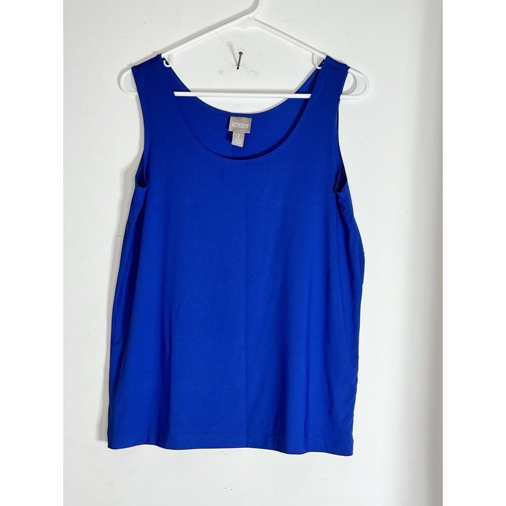 Chicos Jewel Tone Blue Blouse Tank sz 2 / L (30